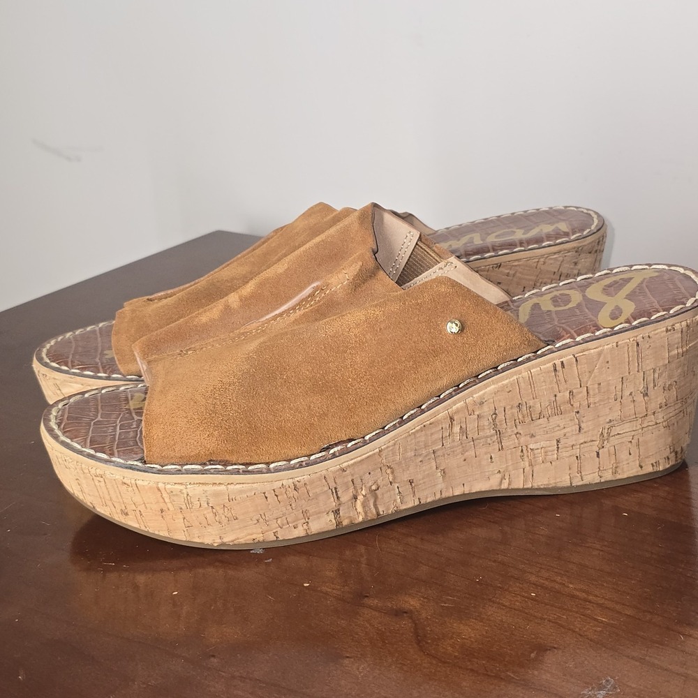 Y2K Sam Edelman Ranger Platform Suede Wedge Slide Sandal Size 10M Retro